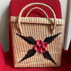 Vintage Mexican Straw Raffia Summer Bag